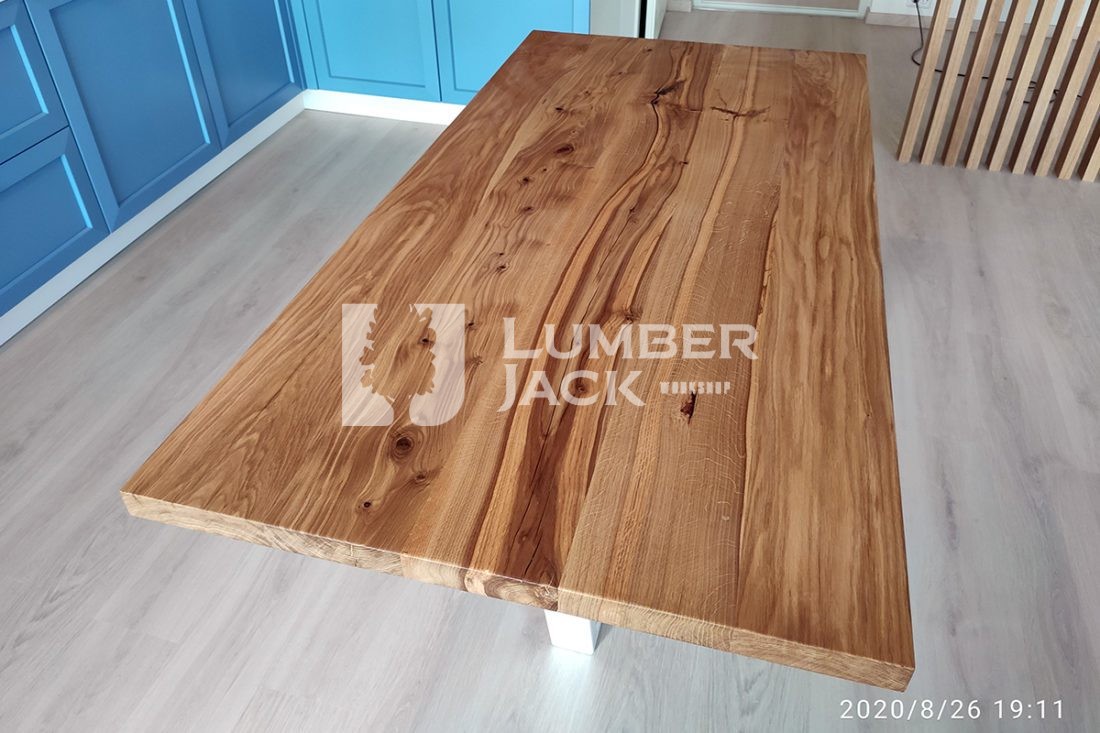 Стол из массива дуба (белое подстолье) | Lumber Jack