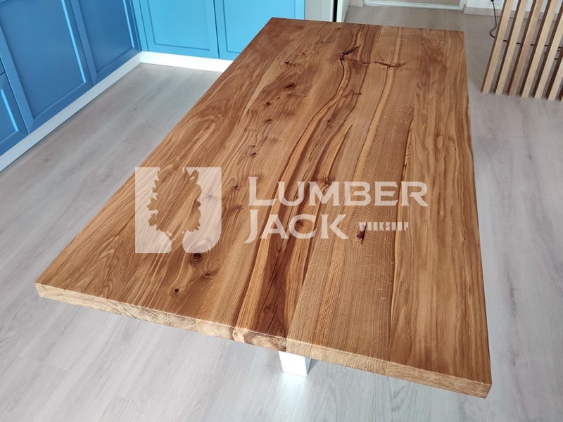 Стол из массива дуба (белое подстолье) | Lumber Jack