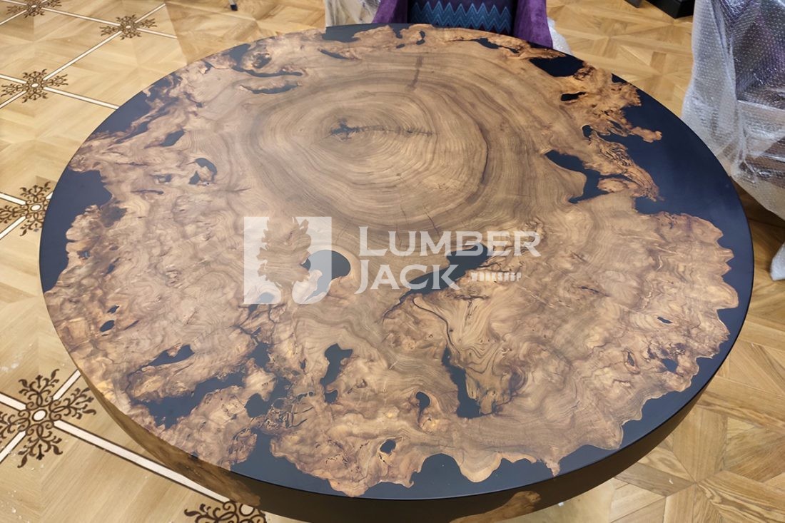 Стол круглый из слэба с полимером | Столы на заказ в СПб Lumber Jack