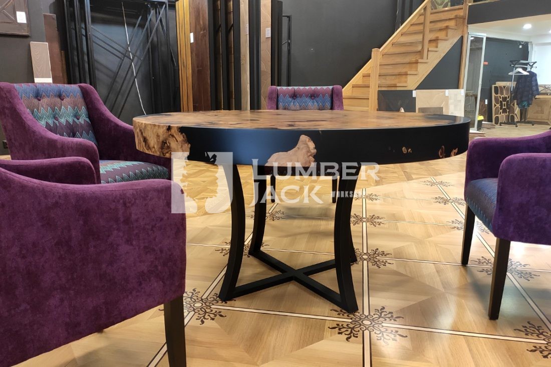 Стол круглый из слэба с полимером | Столы на заказ в СПб Lumber Jack